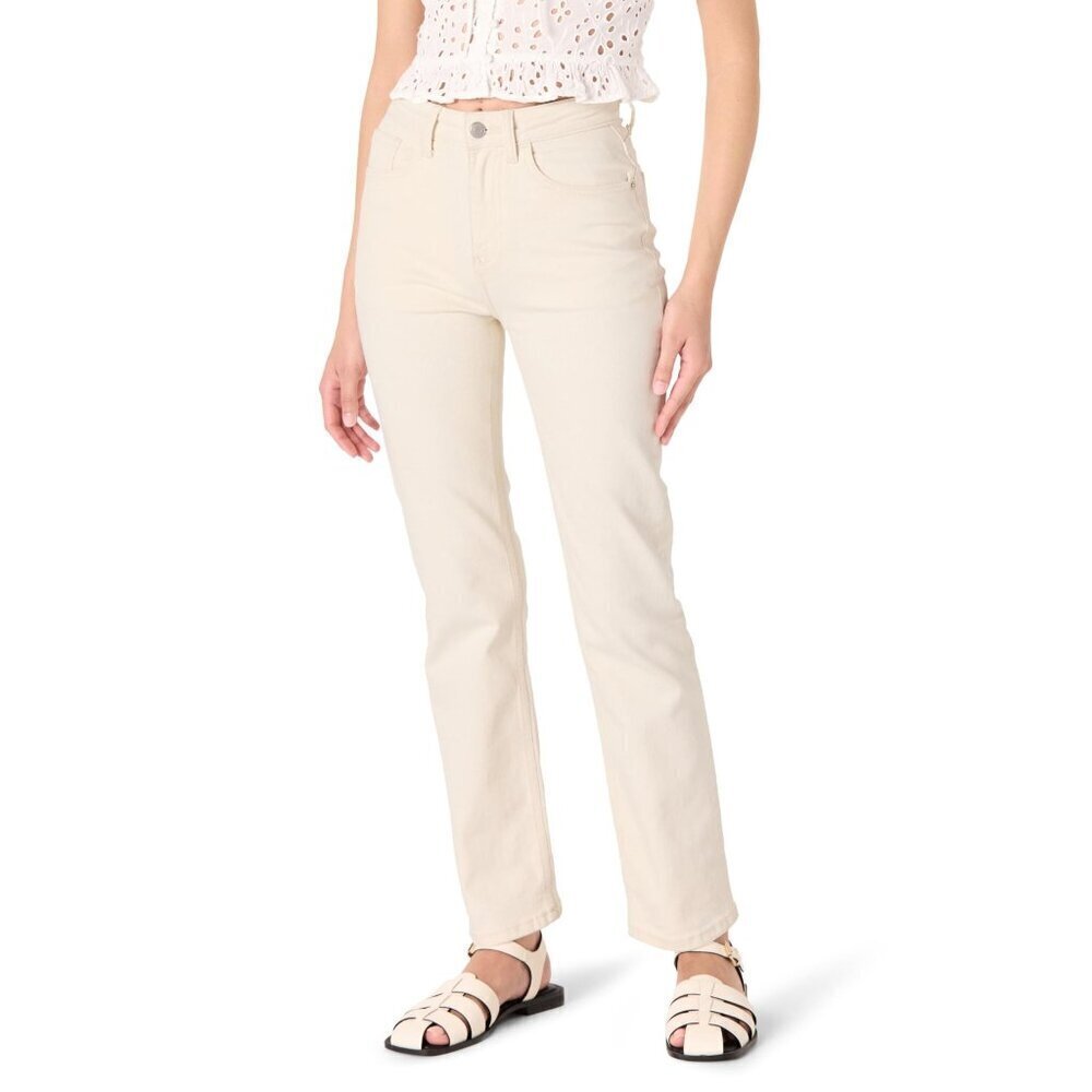 NWT The Drop Women's Janine Slim Straight Leg, Ecru, 36, Plus Size